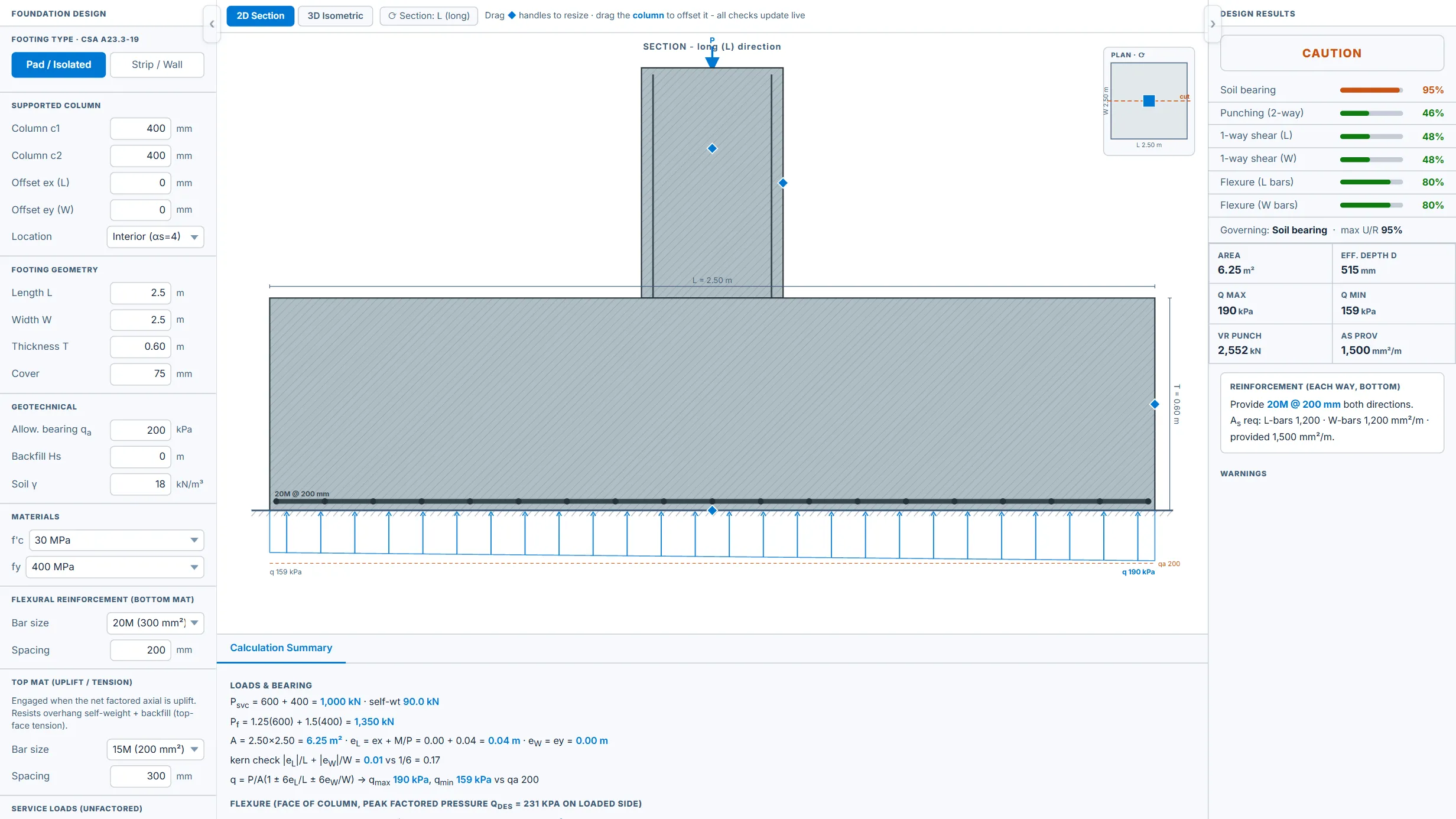 Foundation System Designer running in the CoLateral workspace