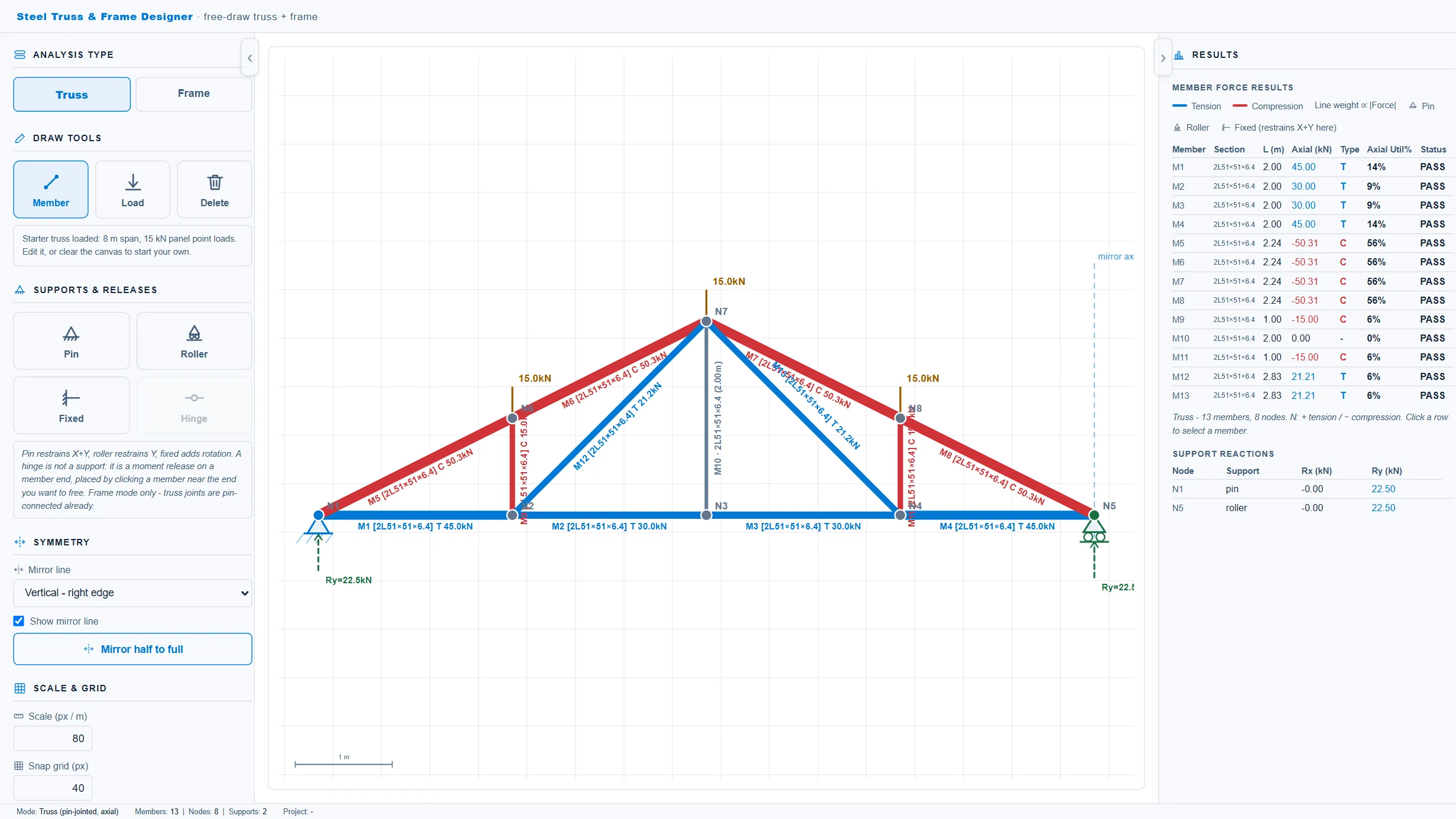 Steel Truss & Frame Designer running in the CoLateral workspace