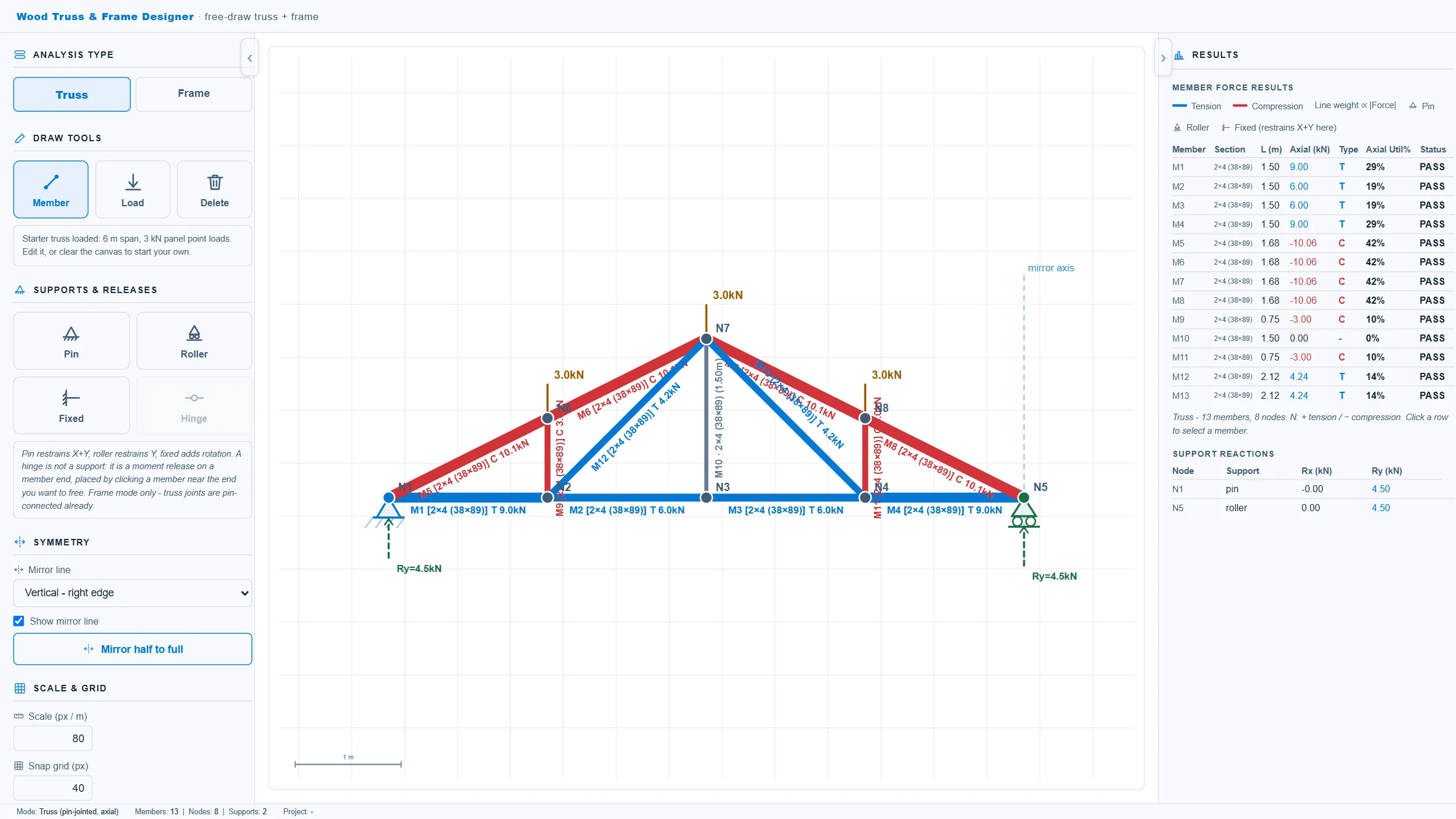 Wood Truss & Frame Designer running in the CoLateral workspace